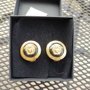 Vintage Authentic Gianni Versace Gold Medusa Clip-on Earrings